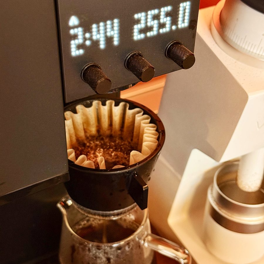 Pour-over coffee mid-brew